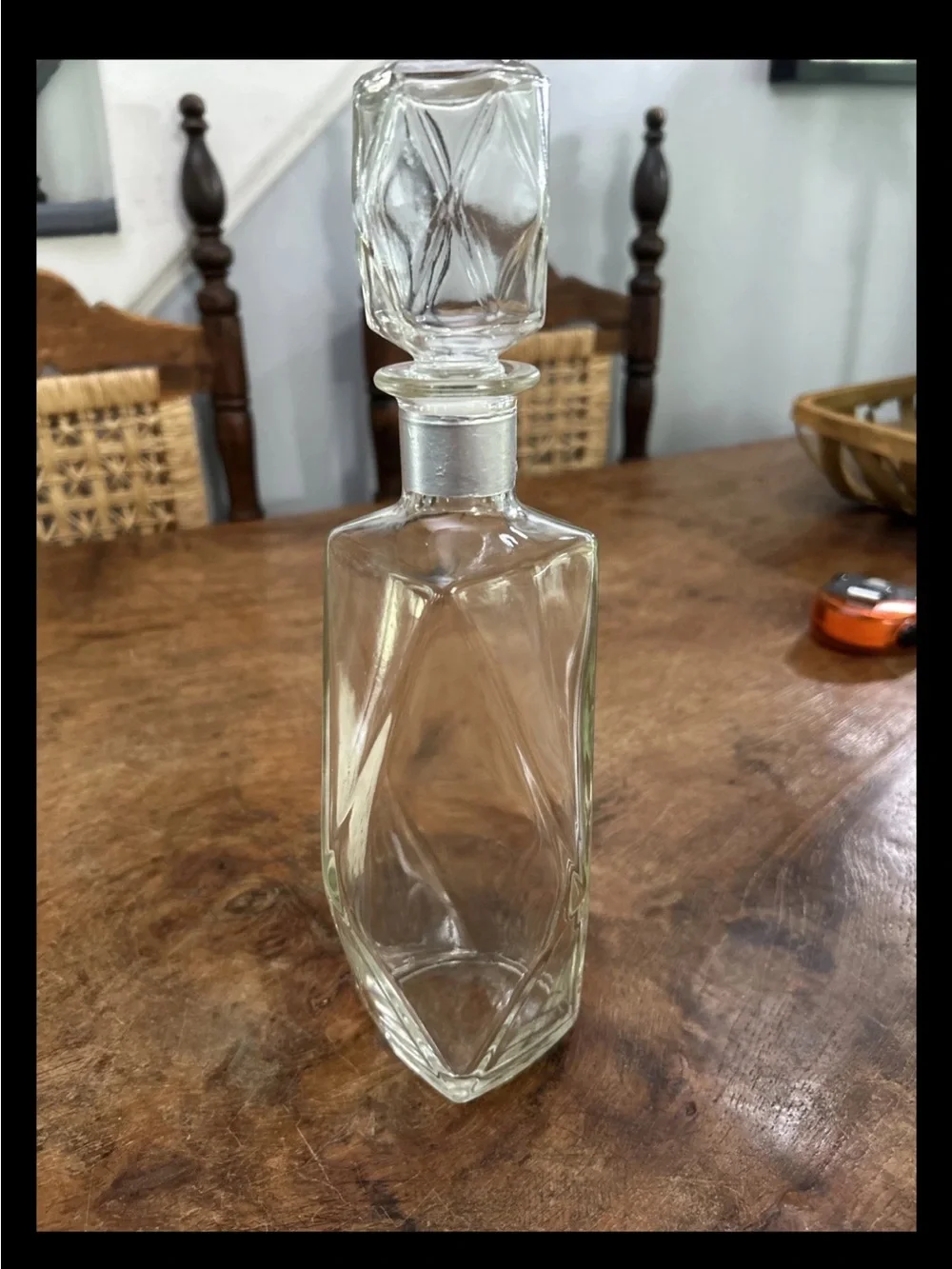 Vintage Seagram’s Seven 7 Crown Glass 8 Sided Decanter Bottle Empty 1960s 1970s